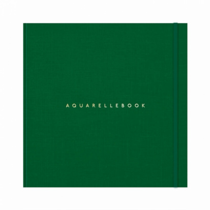 Скетчбук для акварели "Aquarellebook" 25х25 см, 24 л, 300г/м2, хлопок, обложка Зеленый