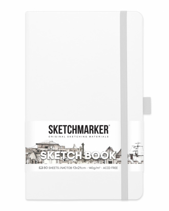 Блокнот для зарисовок Sketchmarker 140г/кв.м 13*21см 80л твердая обложка Белый sela25