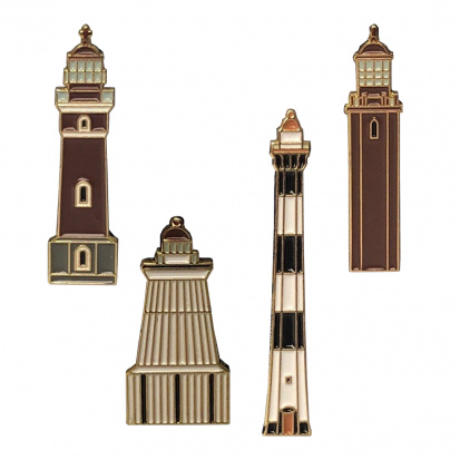 Значки эмалированные "Маяки", 4шт