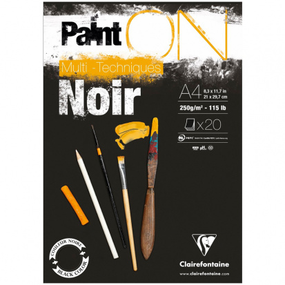 Склейка для смешанных техник "Paint'ON Noir", 20л., A4, 250г/м2, черная