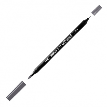 Маркер-кисть двусторонняя "Le Plume II", кисть и ручка 0,5мм, темносерый
