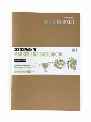 Скетчбук Sketchmarker MARKER LINE 160г/м.кв 148х210мм 16л мягкая обложка цв.коричневый