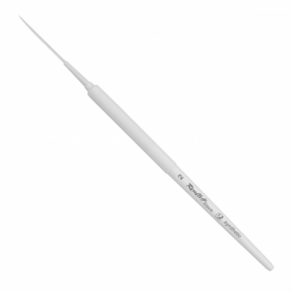 Кисть синтетика лайнер "Aqua White liner", белоснежная белая, обойма soft-touch, белая ручка №2