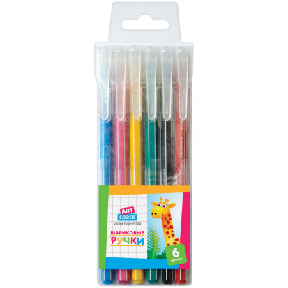 Набор шариковых ручек 6шт., 6цв., 0,7мм