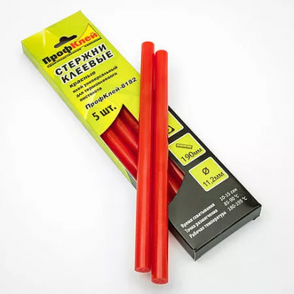 Клеевые стержни "Профклей", красный 11,2х200мм, 100 г, 5шт Клеевые стержни "Профклей", красный 11,2х200мм, 100 г, 5шт