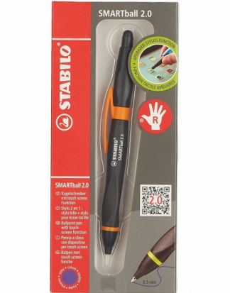 Шариковая ручка-стилус "Smartbal 2.0", корпус: черный/оранжевый, цвет чернил синий, толщина 0,5м 
