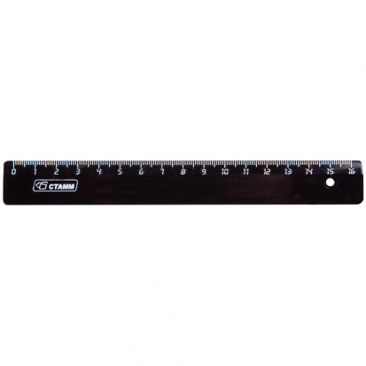 Линейка 16см, пластиковая, черная sela25
