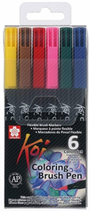 Набор маркеров акварельных "Koi", кисточка 6 спец-цв sela Набор маркеров акварельных "Koi", кисточка 6 спец-цв sela