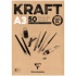 Склейка для скетчей "Kraft", 50л. A3, 120г/м2, верже, крафт