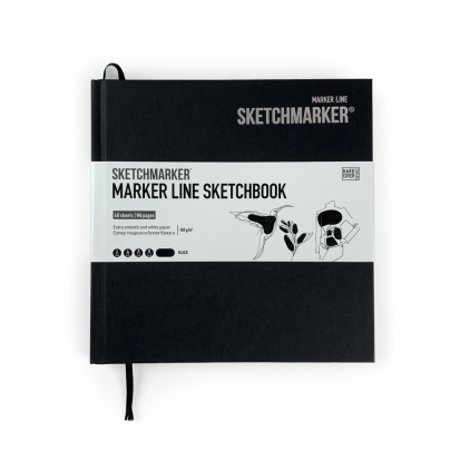 Скетчбук Sketchmarker MARKER LINE 160г/м.кв 163х163мм 48л твердая обложка цв.черный