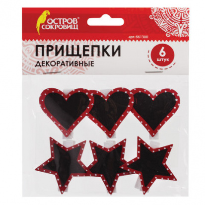 Прищепки декоративные "Дощечки для рисования мелом", 6 штук, ассорти