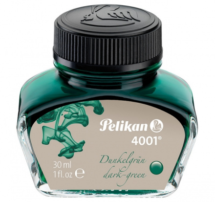 Флакон с чернилами "Pelikan INK 4001 78", темно-зеленые чернила 30мл для ручек перьевых