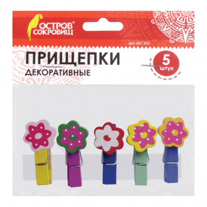 Прищепки декоративные, "Цветочки", 5 штук, ассорти