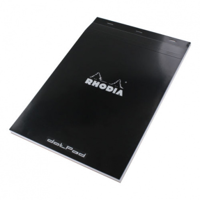 Блокнот с перфорацией «Rhodia 19» формата 21х31,8см, в точку, обложка черная, 80г/м2, 80л