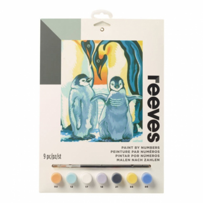 Раскраска по номерам "Пингвин" (7 акриловых красок 5 мл, кисточка, раскраска)