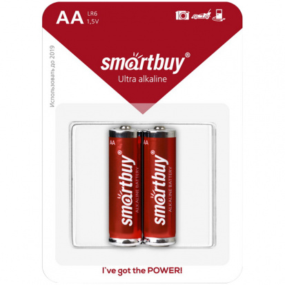 Батарейка SmartBuy AA (LR06) алкалиновая, BC2 (в упак. 2бат.)
