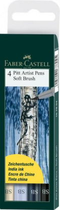 Набор капиллярных ручек Pitt Soft brush "оттенки серого", 4 цв.
