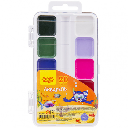 Акварель "Енот в Красном море", медовая, 20 цветов, без кисти, пластик