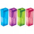 Точилка пластиковая "NeonBox", 1 отверстие, контейнер, ассорти