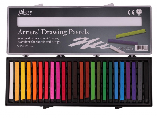 Пастель для рисования 24 цвета в пластиковом кейсе
