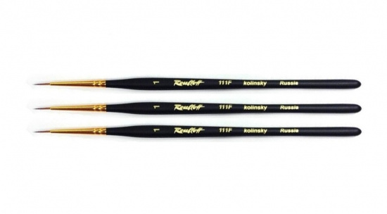 Кисть колонок круглая короткая ручка "111F " №1 для акварели, 3шт