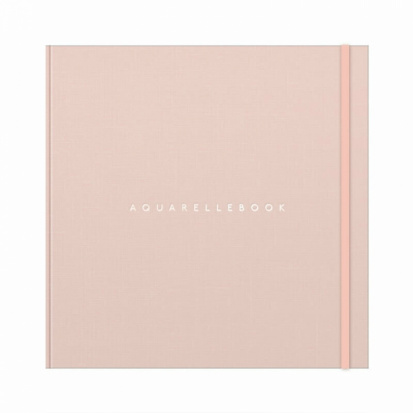 Скетчбук для акварели "Aquarellebook" 25х25 см, 24 л, 300г/м2, хлопок, обложка Нежно-розовый