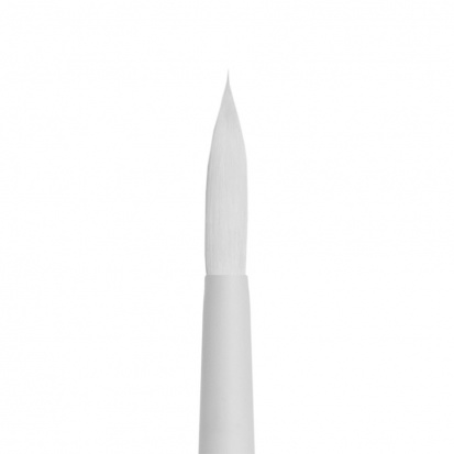 Кисть синтетика "Aqua White round", белоснежная белая, обойма soft-touch, белая ручка №7