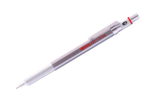 Механический карандаш "Rotring 600" 0.5мм, серебряный корпус