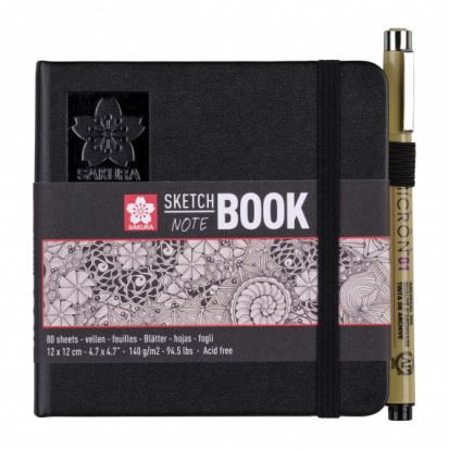 Скетчбук 12x12 см, 140г/м2, 80л, твердая обложка, кремово-белые листы Скетчбук 12x12 см, 140г/м2, 80л, твердая обложка, кремово-белые листы