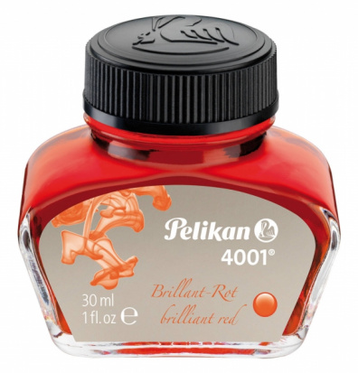 Флакон с чернилами "Pelikan INK 4001 78", Brilliant Red чернила красные 30мл для ручек перьевых