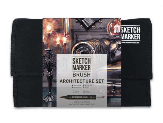 Набор маркеров Sketchmarker BRUSH Architecture Set 24шт архитектура + сумка органайзер