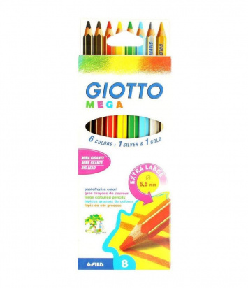 Набор цветных карандашей "Mega", 8 шт. утолщённые