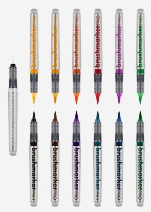 Набор маркеров-кистей "Brushmarker Pro", 11 цв, маркер-блендер, базовые цвета