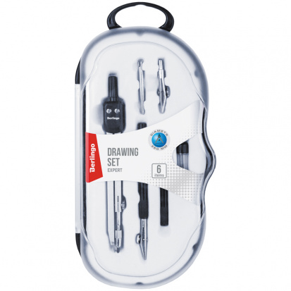 Готовальня "Expert", 6 предметов, циркуль 135мм, пластик sela25