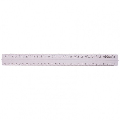 Линейка 30см, пластиковая, прозрачная бесцветная, с держателем