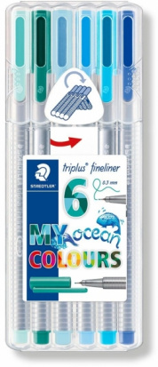 Набор капиллярных ручек Triplus 6цв. морские цвета