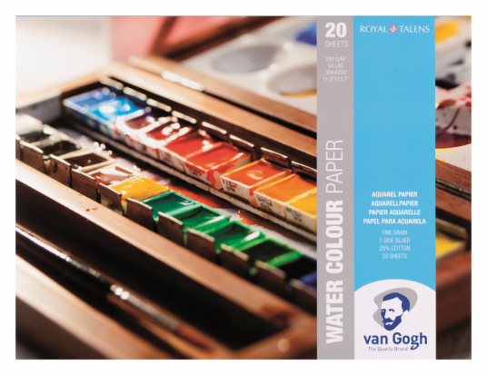 Альбом для акварели "Van Gogh" 200г/м2 30х40см 25% 20л хлопок склейка по 1 стороне