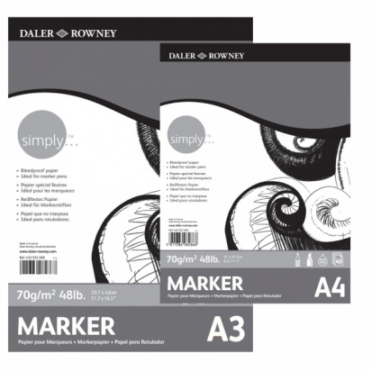 УЦЕНКА Альбом для маркеров Daler Rowney "Simply", 70 г/м2 40 листов А3