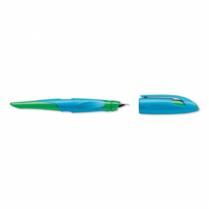 Перьевая ручка "EasyBirdy", корпус голубой/зеленый, синий картридж, для девшей sela