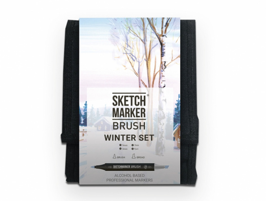 Набор маркеров Sketchmarker BRUSH Winter Set 12шт зима + сумка органайзер