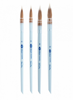 Кисть "Белые Ночи" №4, колонок и белая синтетика, круглая, ручка короткая