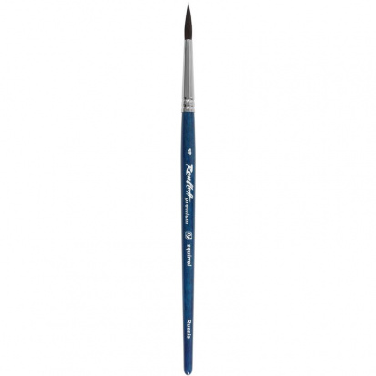 Кисть белка круглая Premium, удлиненная выставка, короткая синяя ручка, №4