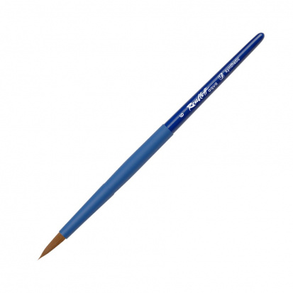 Кисть "Aqua Blue round", синтетика коричневая круглая, обойма soft-touch, ручка короткая синяя №6