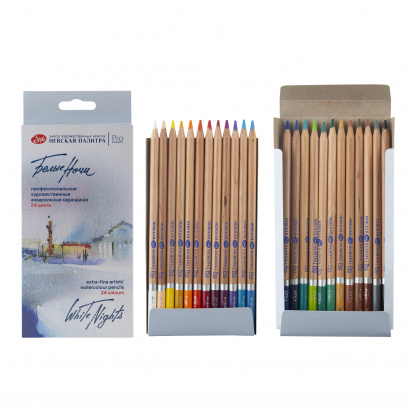 Набор акварельных карандашей "Белые Ночи", 24 цвета, в картонной коробке