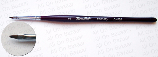 Кисть колонок наклонный короткая ручка "dK63R" №2 для дизайна ногтей