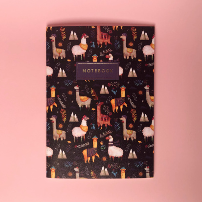Тетрадь А5 "Lamas" клетка, 30 л. бумага слоновая кость 90 м/г2, скругленные края, сшивка sela25