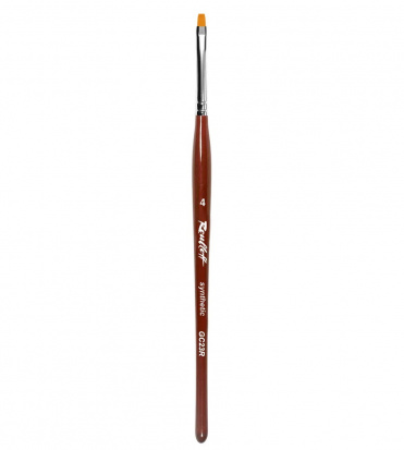Кисть синтетика плоская короткая ручка "GC23R" №4 для дизайна ногтей