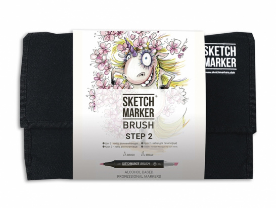 Набор маркеров Sketchmarker BRUSH Step 2 24шт для начинающих + сумка органайзер