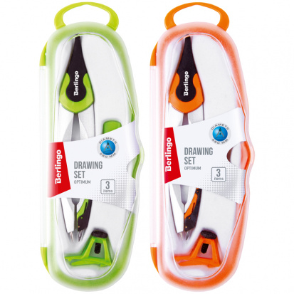 Готовальня "Optimum", 3 предмета, циркуль 135мм, пластик