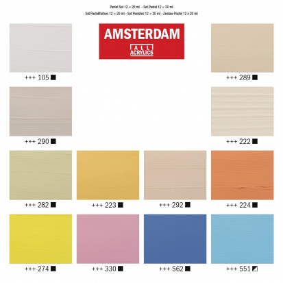 Набор акриловых красок "Amsterdam Standart" 12цв*20мл пастельные оттенки